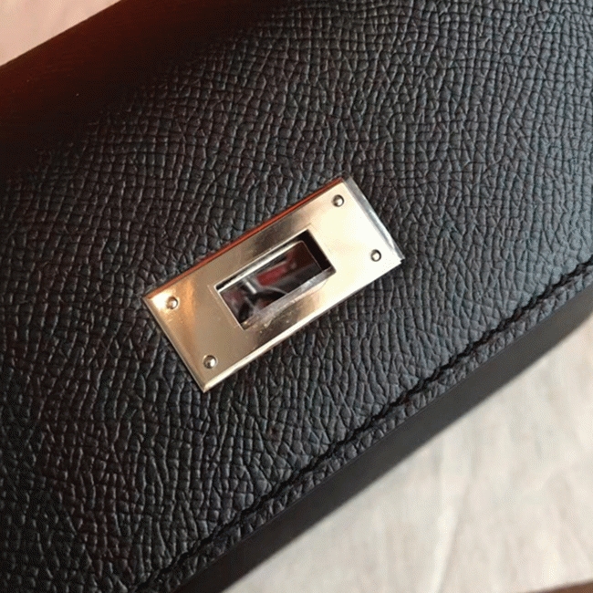 Black Epsom Replica Hermes Kelly 32cm Sellier Structured Bag angle 3