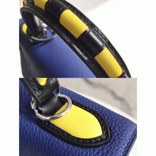 Blue with Zigzag Handle Replica Hermes Kelly 28cm Special Design angle 5