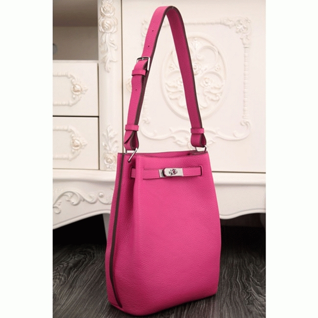 Rose Red Leather Replica Hermes So Kelly 22cm Vivid Shoulder Bag angle 5