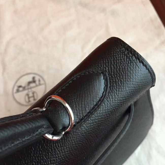 Black Epsom Replica Hermes Kelly 32cm Sellier Structured Bag angle 5