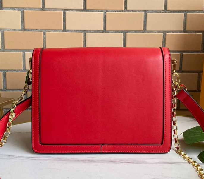 Louis Vuitton Dauphine Lugano MM Bag In Bloody Mary Red angle 3