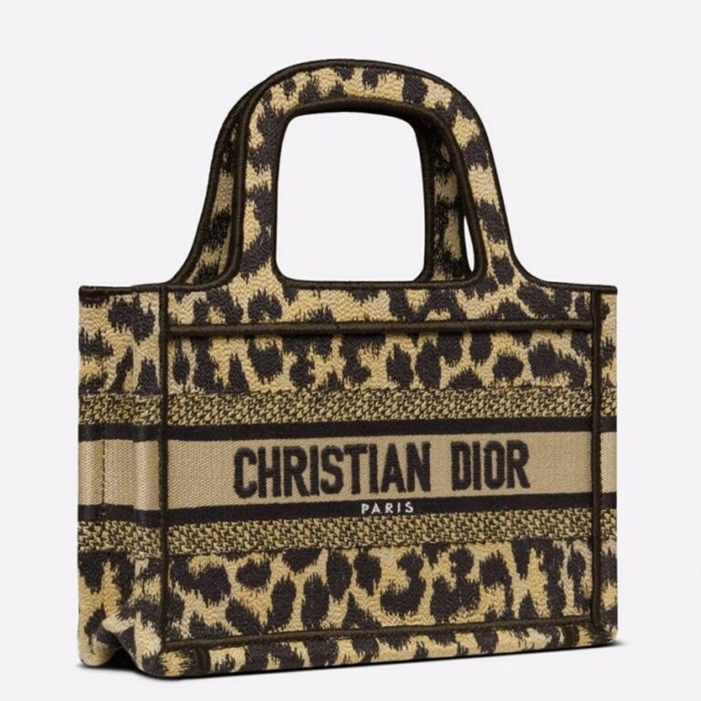 Dior Mini Book Tote Bag Knockoff in Beige Multicolor Mizza Embroidery