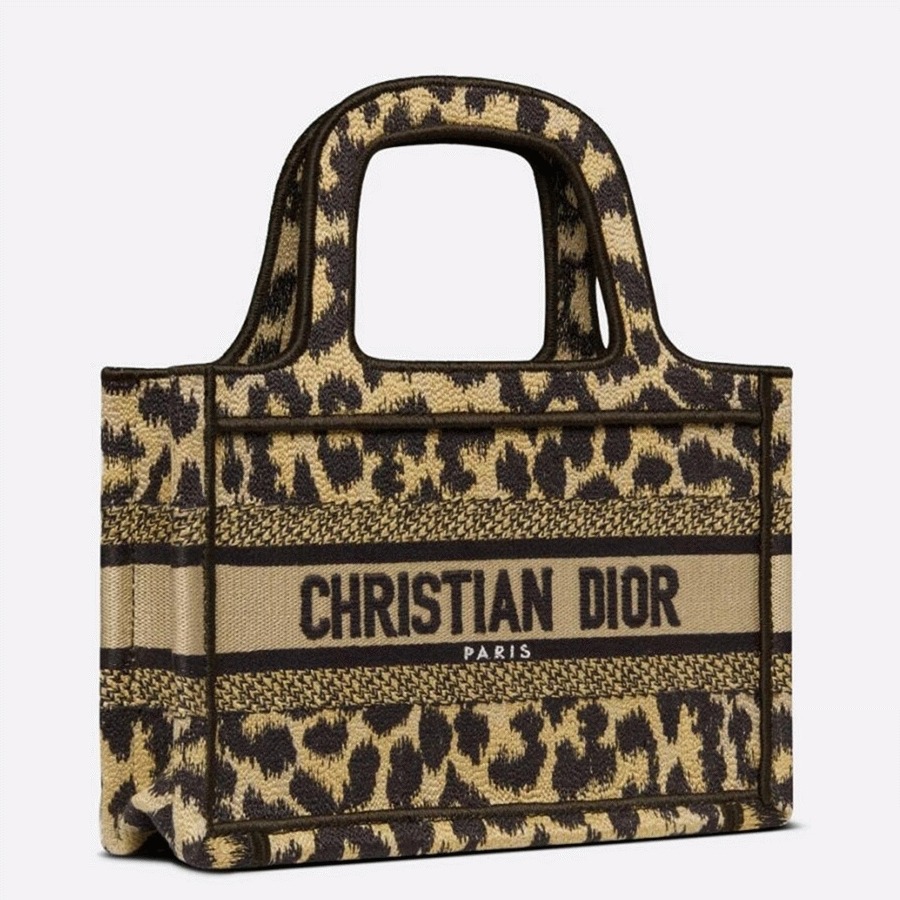 Dior Mini Book Tote Bag Knockoff in Beige Multicolor Mizza Embroidery