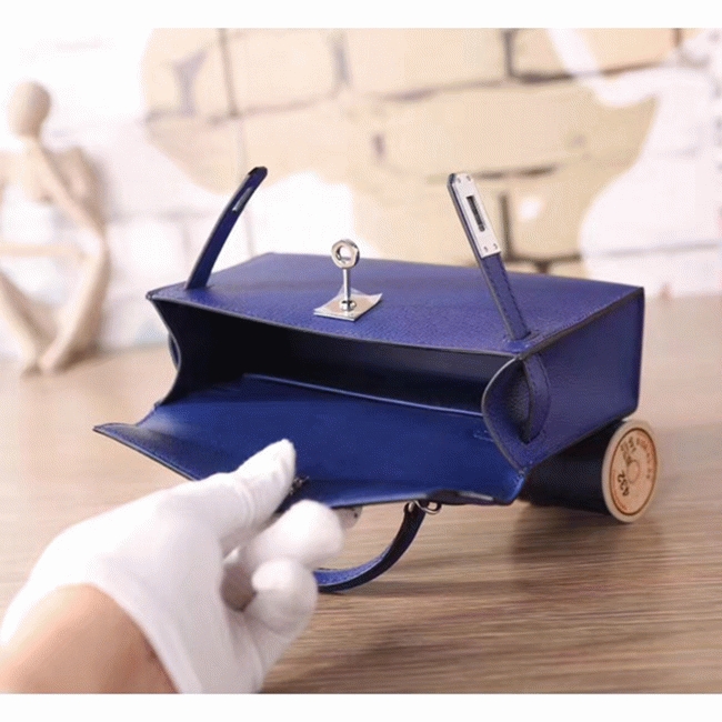 Electric Blue Epsom Fake Hermes Kelly 20cm Statement Bag angle 2