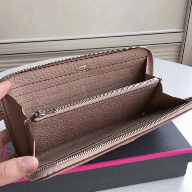Grey Luxury Imitation Hermes Wallet Azap Zipped angle 5