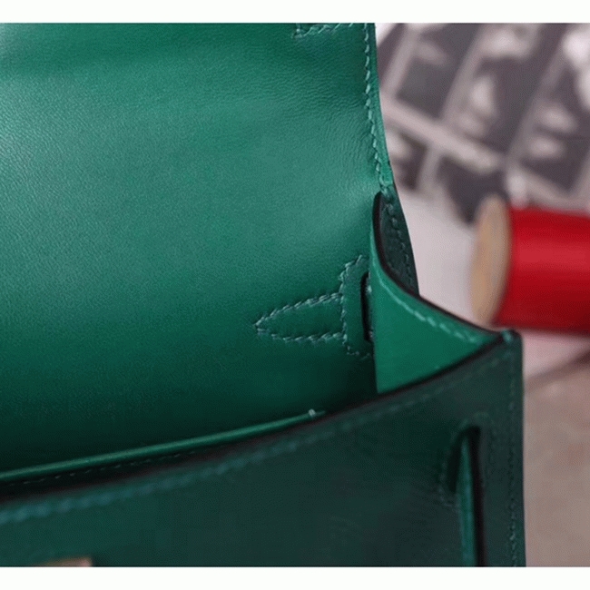Malachite Epsom ReplicaLuxury Hermes Kelly 20cm Handbag angle 4