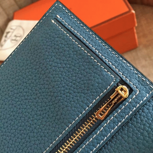 Blue Jean Clemence Knockoff Hermes Bearn Wallet angle 4