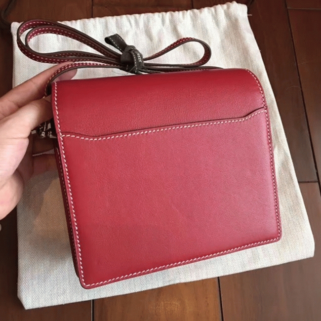 Red designer replica Hermes Mini Sac Roulis handbag angle 5