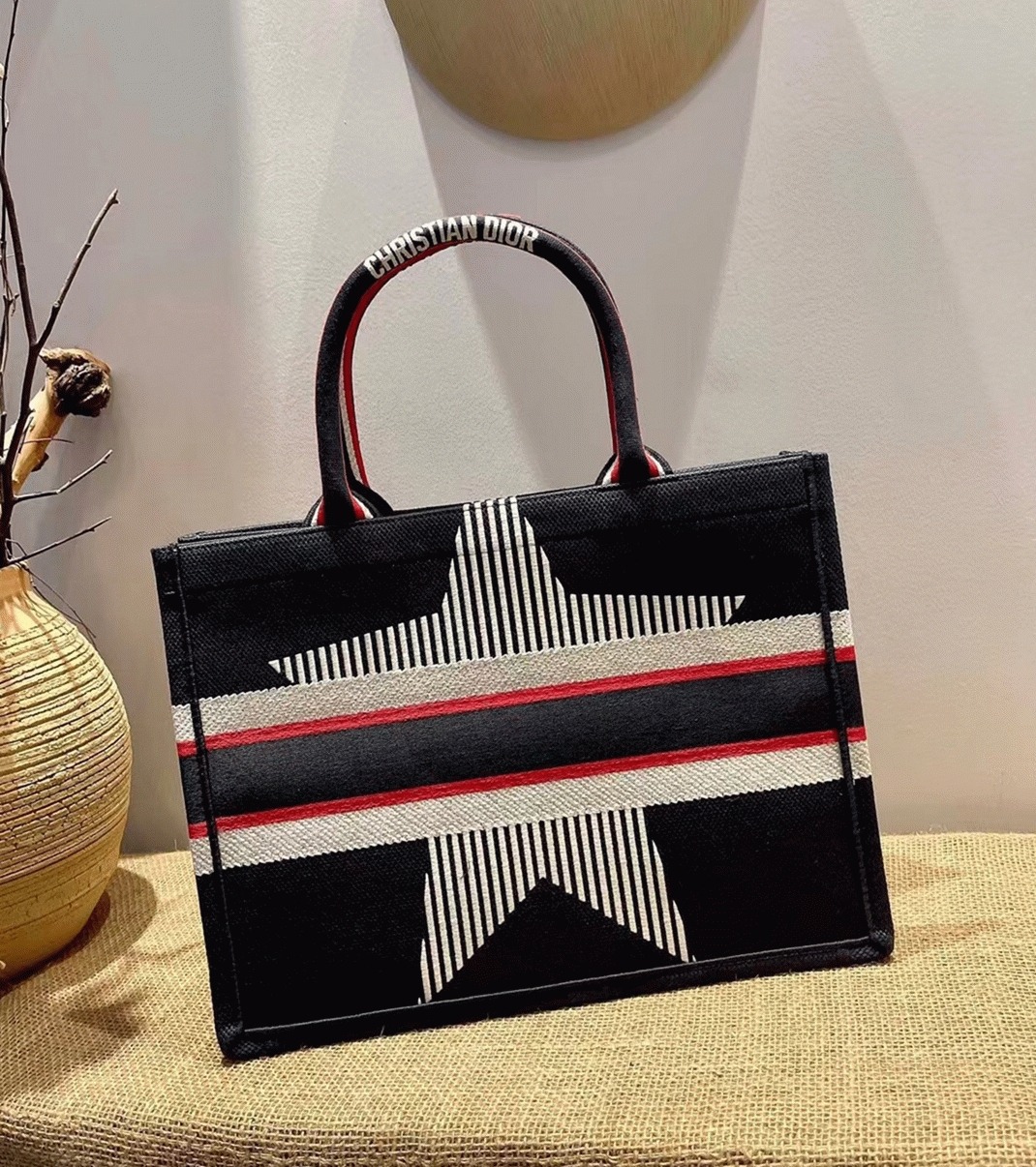 Dior Large Book Tote Bag Replica in DiorAlps Blue Three-Tone Embroidery angle 3