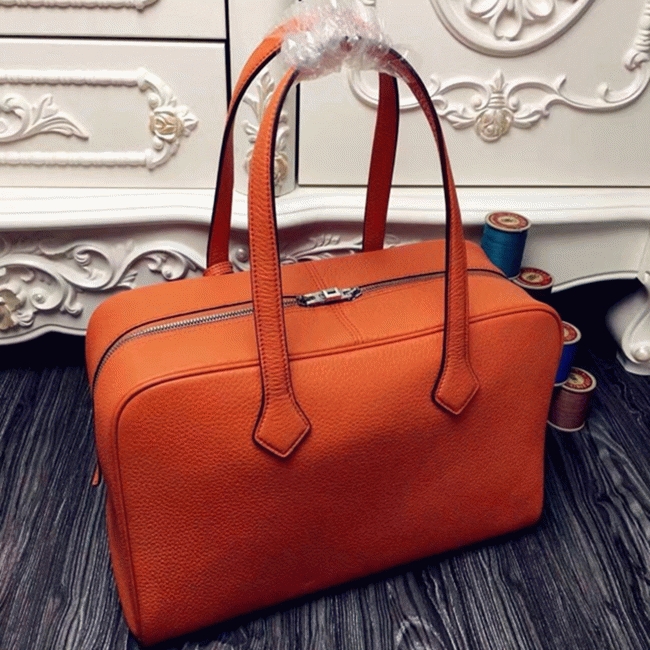 Orange Fake Hermes Victoria II 35cm Bag angle 4