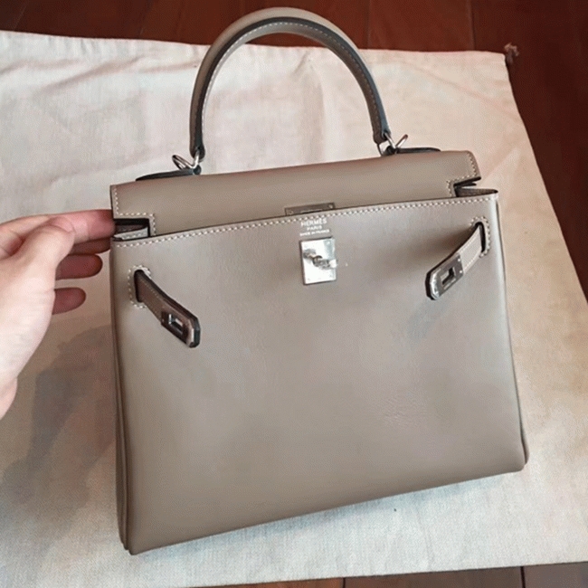 Grey Swift Knockoff Hermes Retourne Kelly 25cm Luxe Tote angle 3