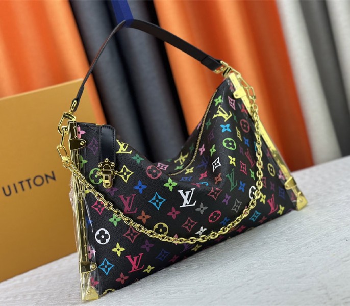 Louis Vuitton X TM Multicolored Lucky Trunk In Black angle 2