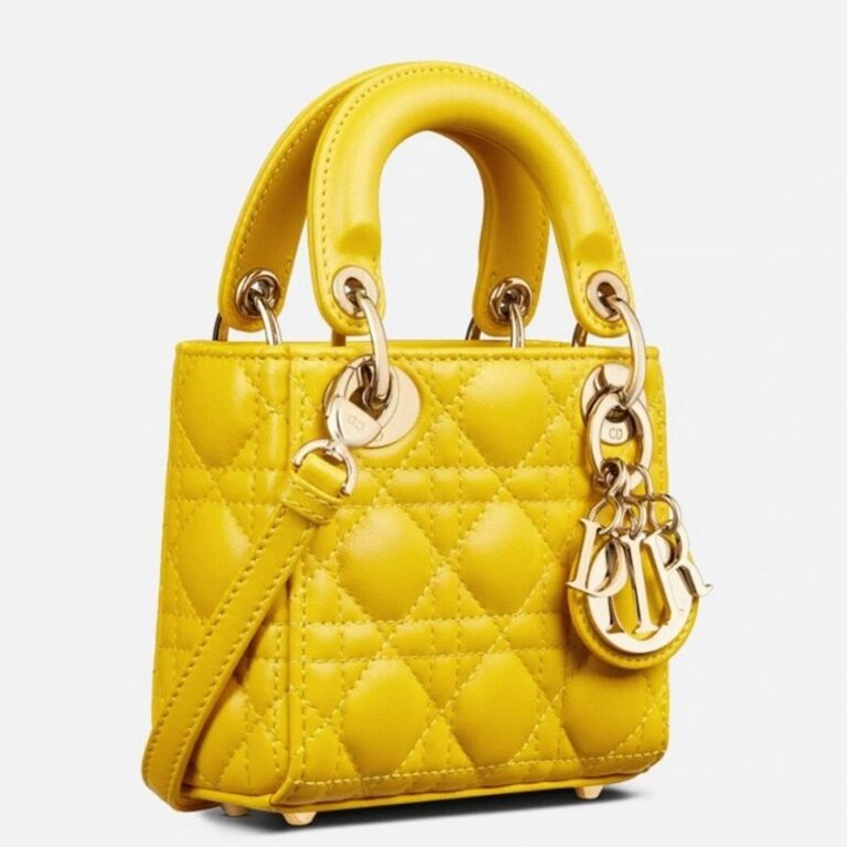 Dior Lady Dior Micro Bag Fake in Yellow Cannage Lambskin