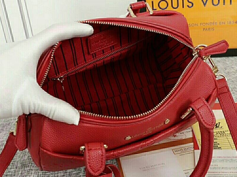 Louis Vuitton Monogram Empreinte Speedy Bandouliere 25 Handbag In Red angle 5
