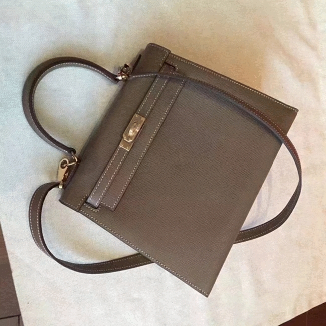 Etoupe Epsom Knockoff Hermes Kelly Sellier 28cm Elegant Classic Purse angle 5