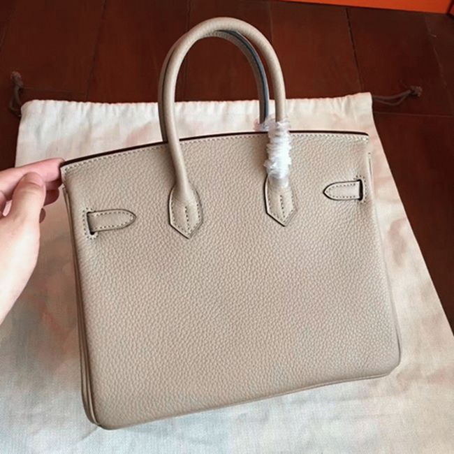 Fake Hermes AAAAA Grey 25cm Birkin Purse angle 3