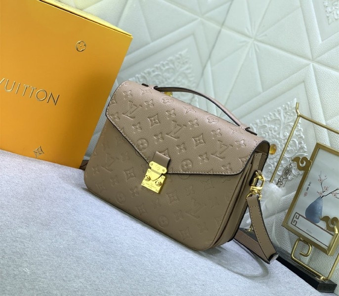 LV Monogram Empreinte Leather Metis In Tourterelle Grey M44881 angle 2