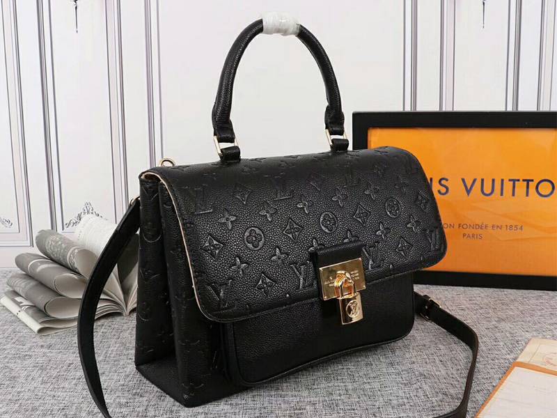 Louis Vuitton Monogram Empreinte Marignan Bag In Black angle 2