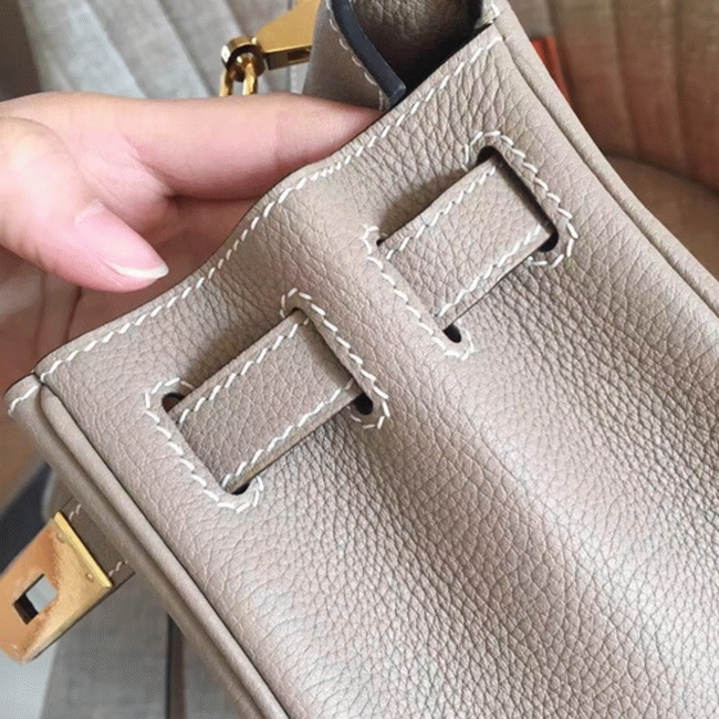 Grey Clemence Replica Designer Hermes Kelly Retourne 28cm Elegant Tote angle 3