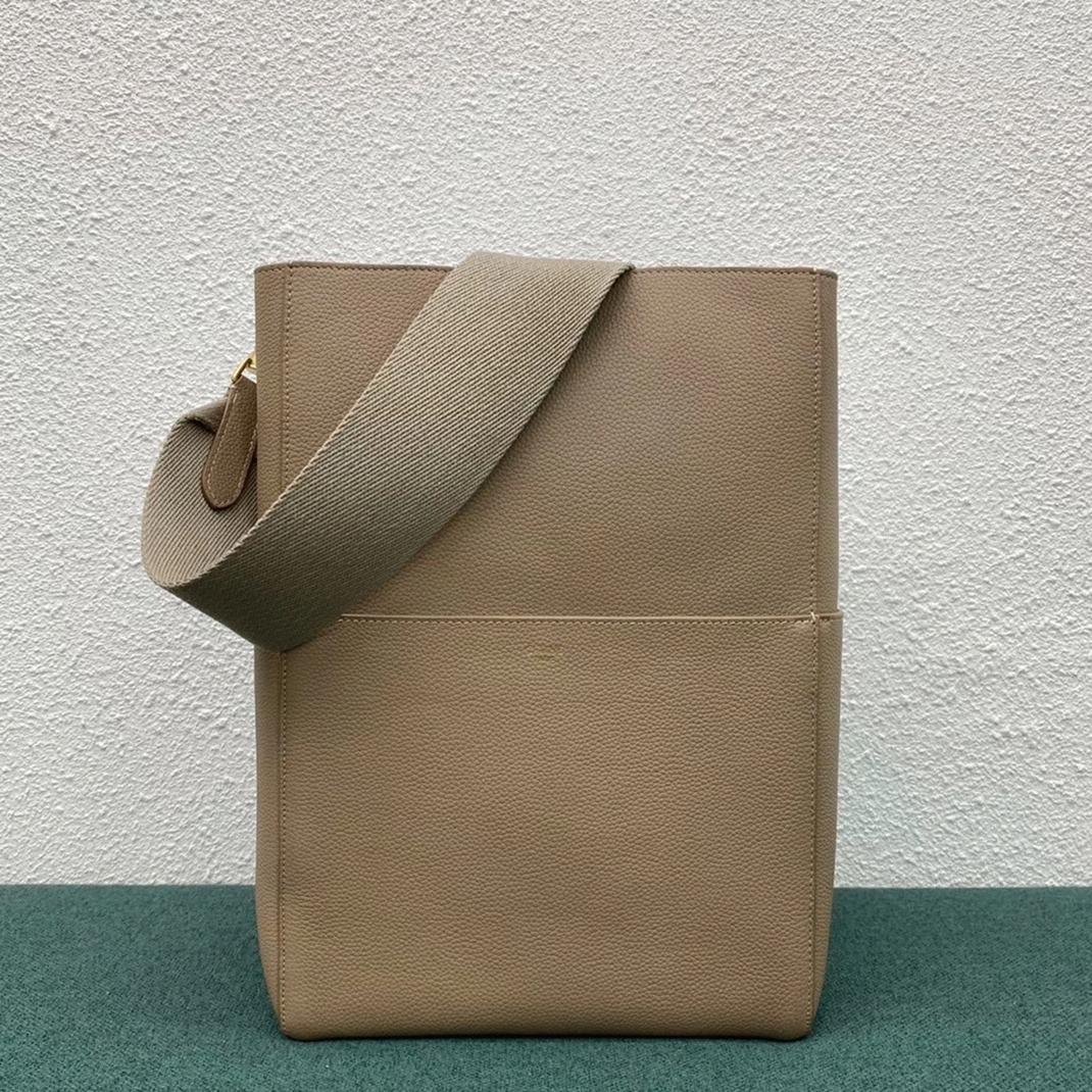 Top Quality Fake Celine Sangle Bucket Bag In Taupe Grained Calfskin angle 5