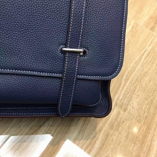 Dark Blue Cheap Knockoff Hermes Steve Messenger Bag angle 2