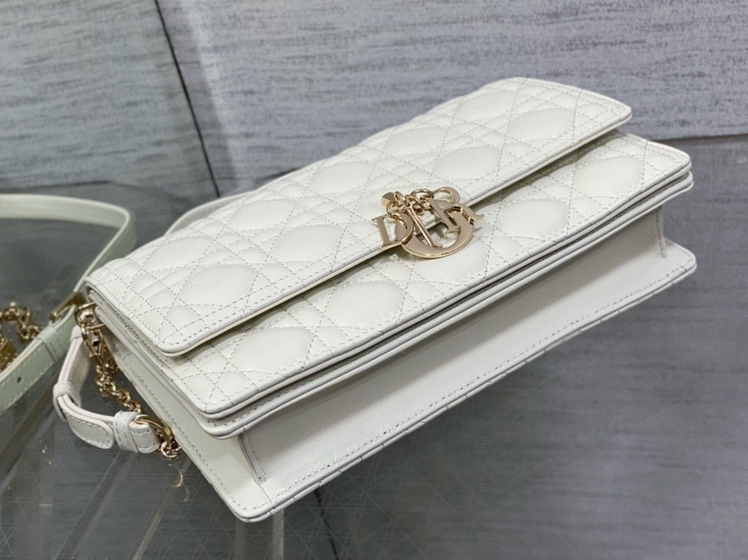 Dior Miss Dior Top Handle Bag Replica in White Cannage Lambskin angle 2