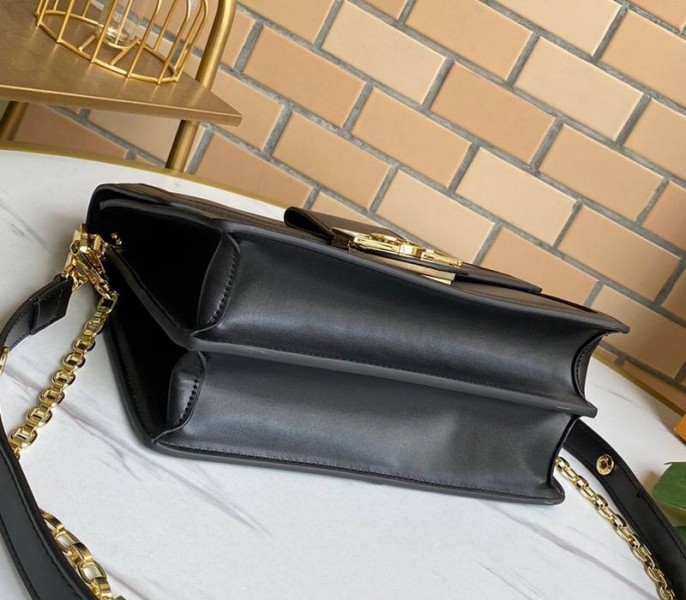 Louis Vuitton Dauphine Lugano MM Bag In Black angle 5