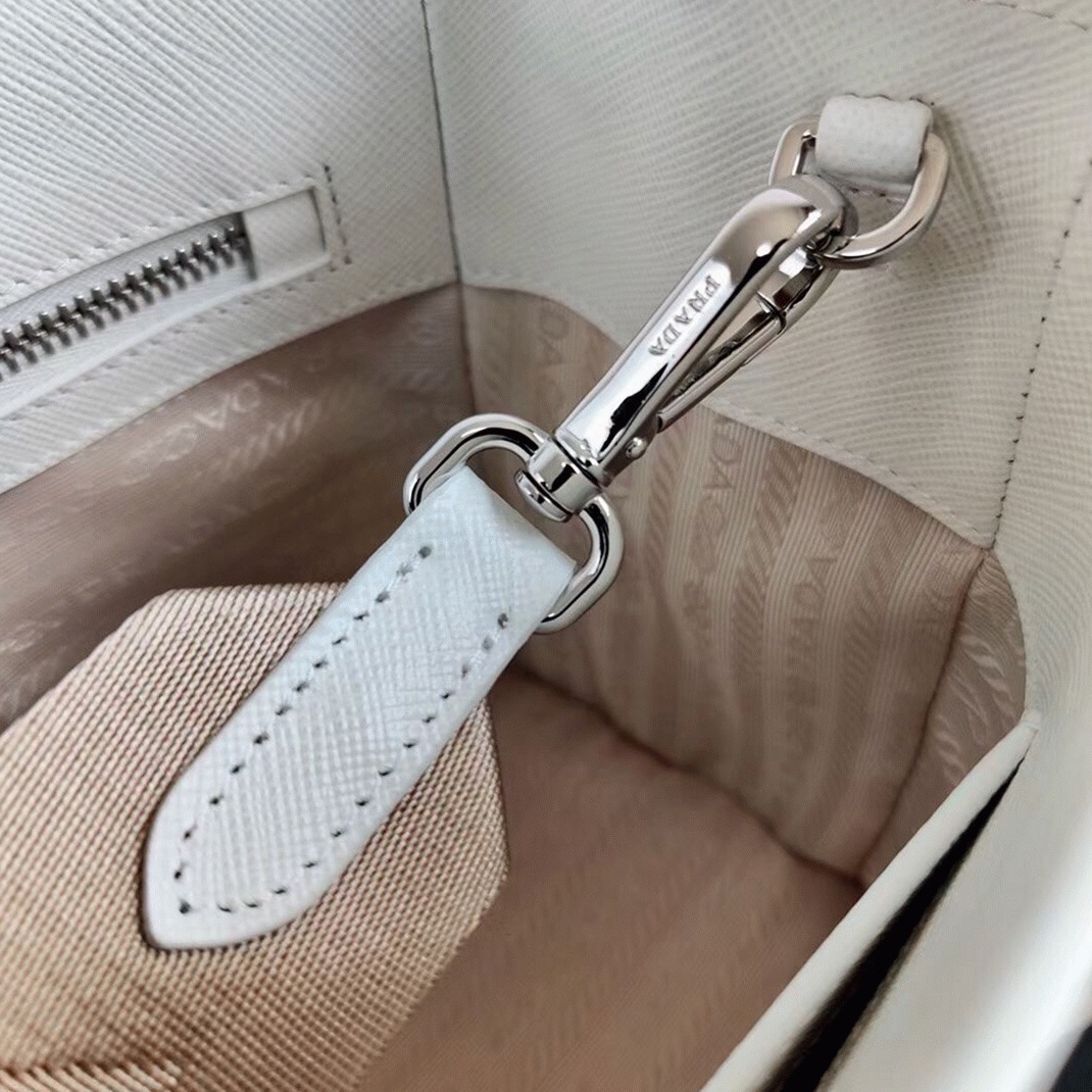 White Prada Galleria Mini Bag Fake angle 5
