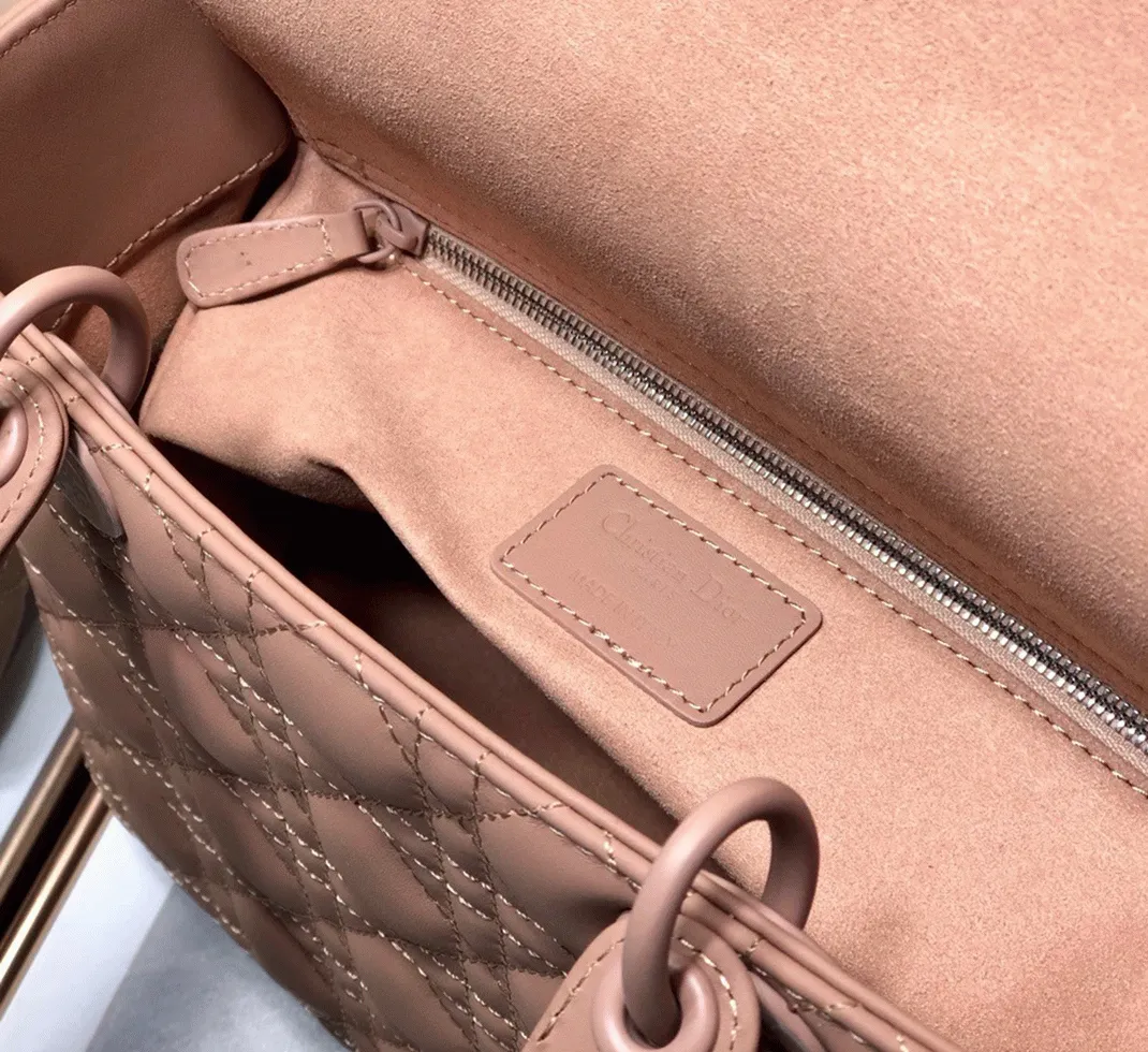Dior Lady Dior Medium Bag Fake in Blush angle 3