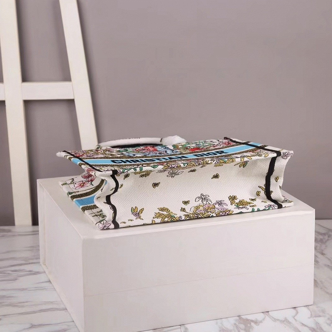 Dior Large Book Tote Bag Knockoff in Latte D-Constellation Embroidery angle 3