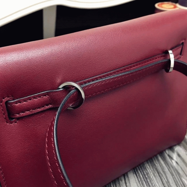 Bordeaux Swift Leather Knockoff Hermes Kelly Danse Elegant Bag angle 2