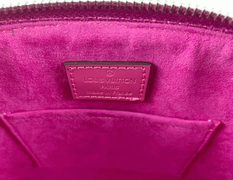 Louis Vuitton Epi Leather Alma BB Handbag In Pondichery Pink With Jacquard Strap angle 3