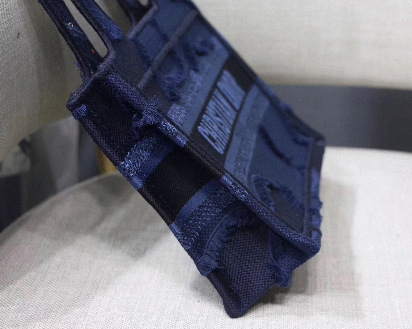 Dior Mini Book Tote Bag Replica in Blue Camouflage angle 4