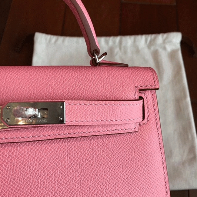 Rose Confetti Epsom Budget Knockoff Hermes Kelly 20cm Purse angle 3