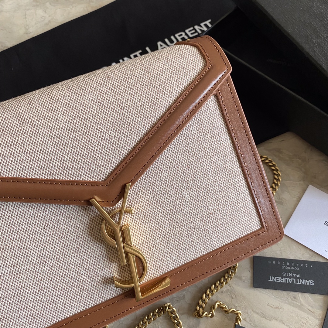 CASSANDRA MONOGRAM CLASP BAG IN CANVAS AND SMOOTH LEATHER angle 2
