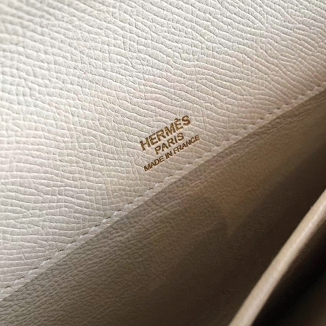 White Epsom Replica Hermes Kelly Cut Clutch Clean Look Bag angle 5