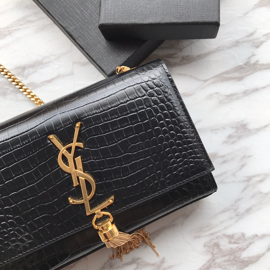 Yves Saint Laurent ‘Medium Monogram Sunset’ Croc Embossed Leather angle 5