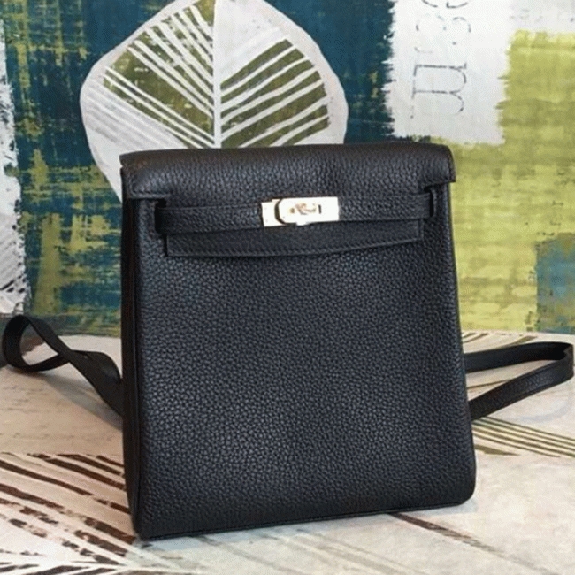 Black Clemence Knockoff Hermes Kelly Ado PM Everyday Backpack