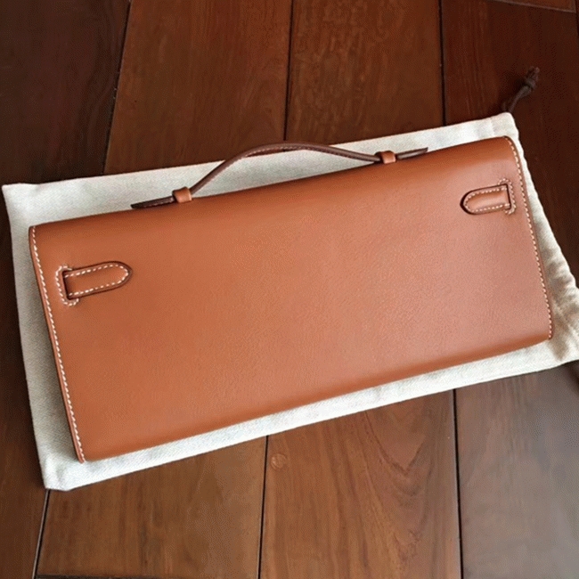 Gold Swift Knockoff Hermes Kelly Cut Clutch Sophisticated Clutch angle 2