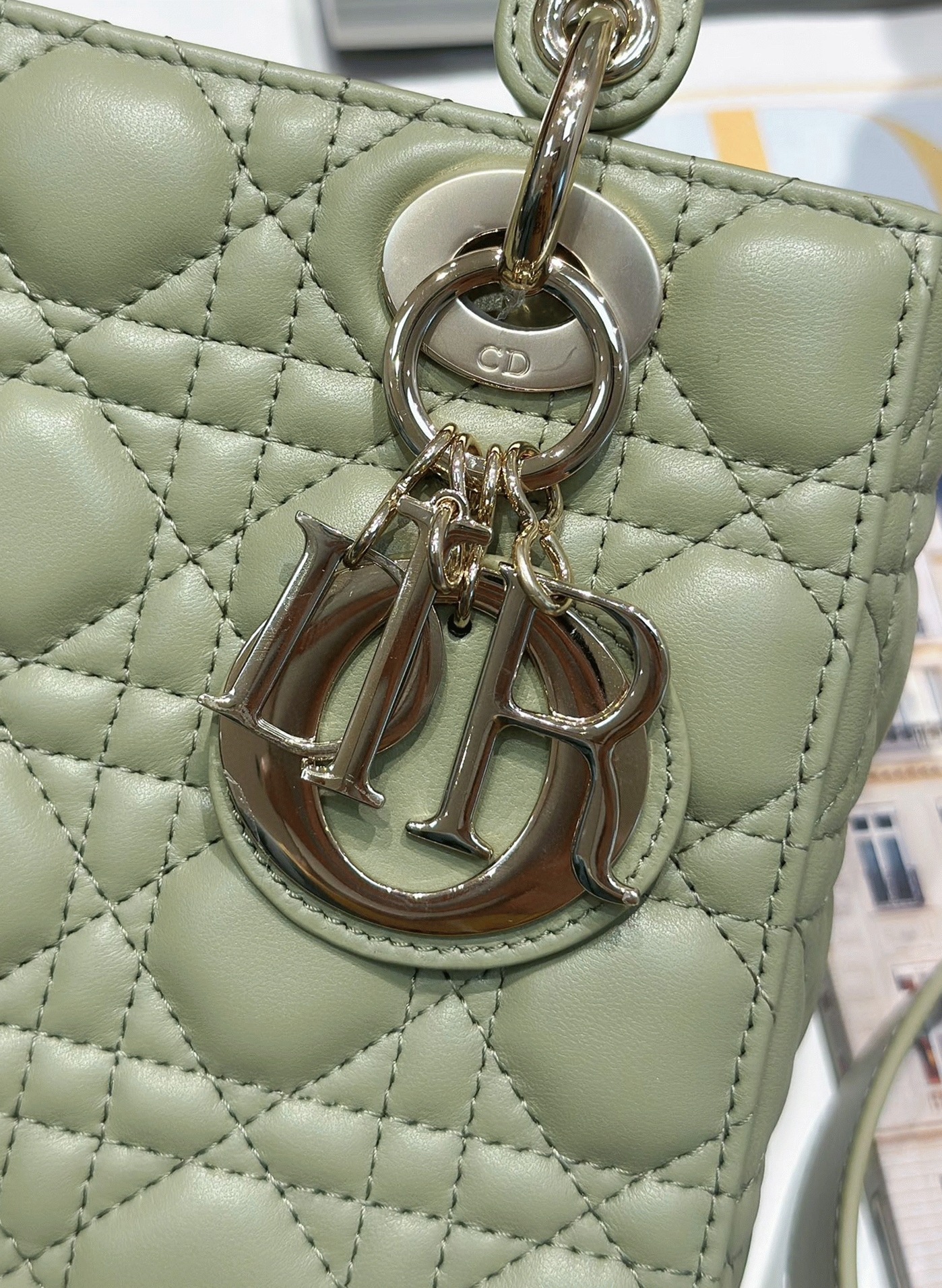 Dior Small Lady Dior My ABCDior Bag Knockoff in Ethereal Green angle 3