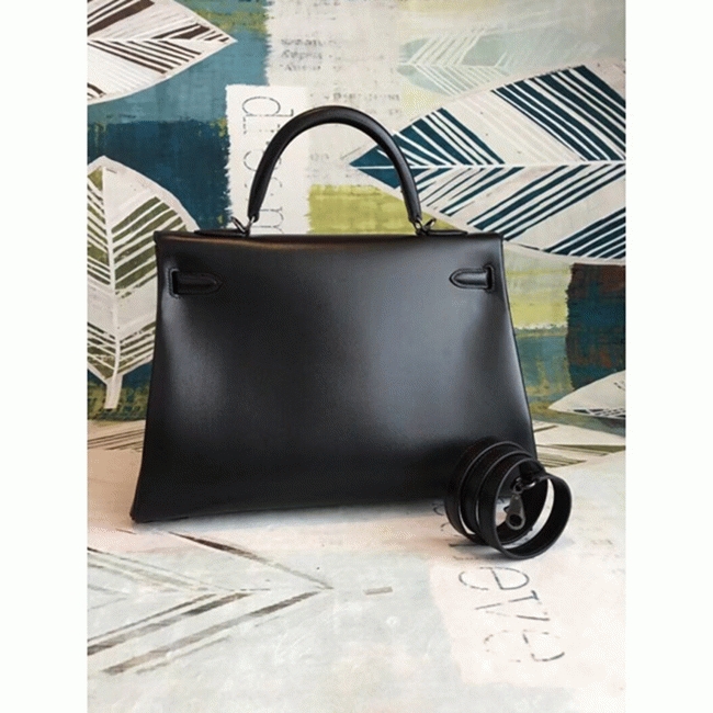 Black Box Knockoff Hermes Kelly 35cm Structured Handbag angle 3
