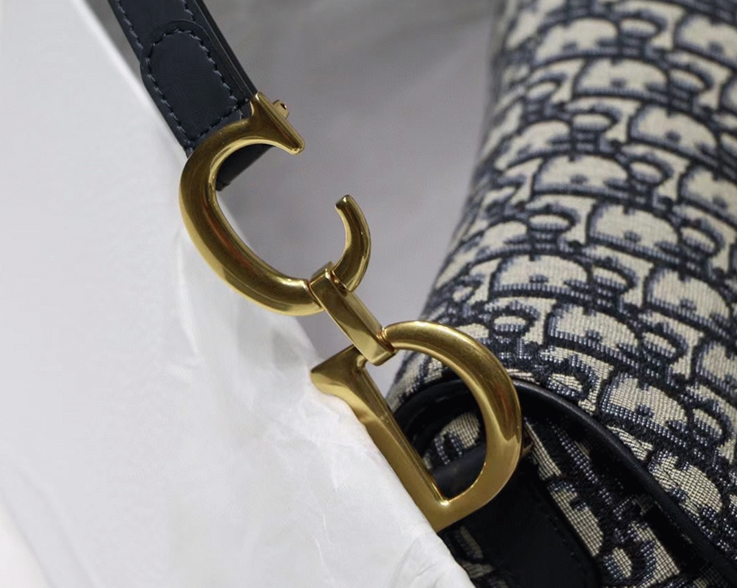 Dior Saddle Bag Knockoff in Blue Dior Oblique Jacquard angle 4