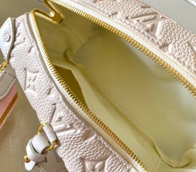 Louis Vuitton Monogram Empreinte Petite Malle Souple Handbag In Cream angle 3