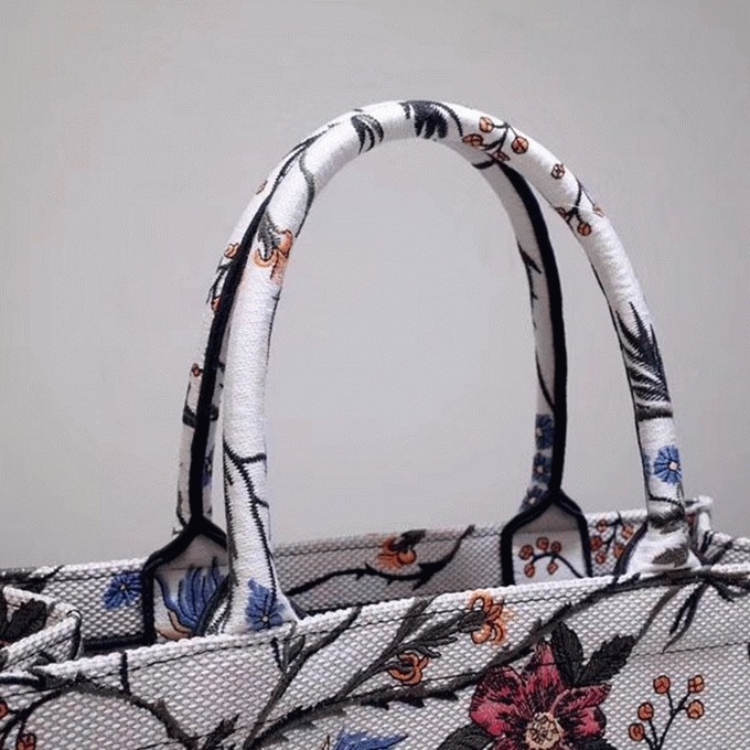 Dior Medium Book Tote Bag Fake in Multicolor Rosa Mutabilis Embroidery angle 4