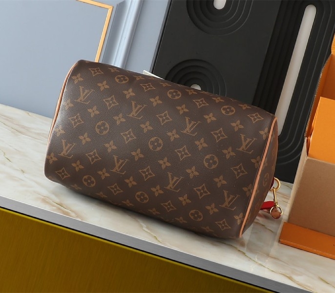 Louis Vuitton Monogram Canvas Soft Speedy 30 Crafty Handbag In Red angle 4