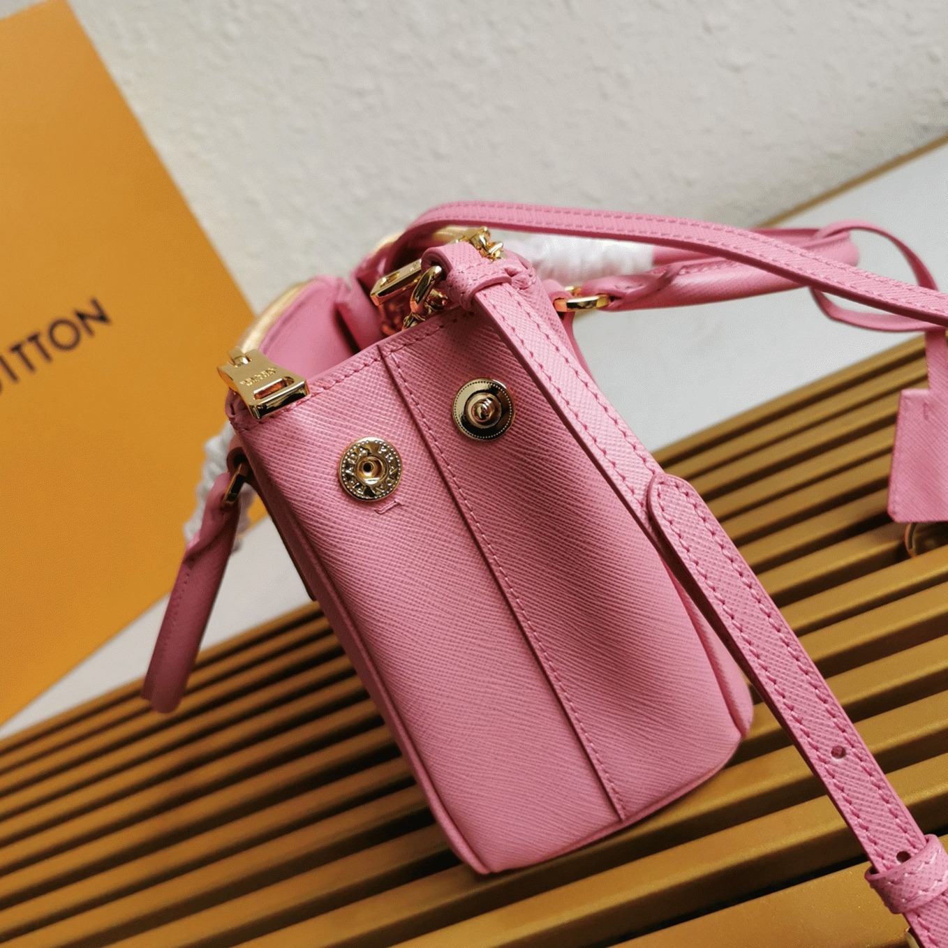 Pink Prada Mini Galleria Bag Fake angle 3