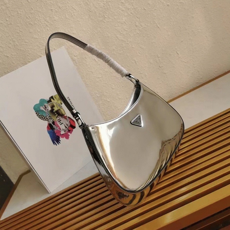 Silver Prada Cleo Small Bag Fake angle 2