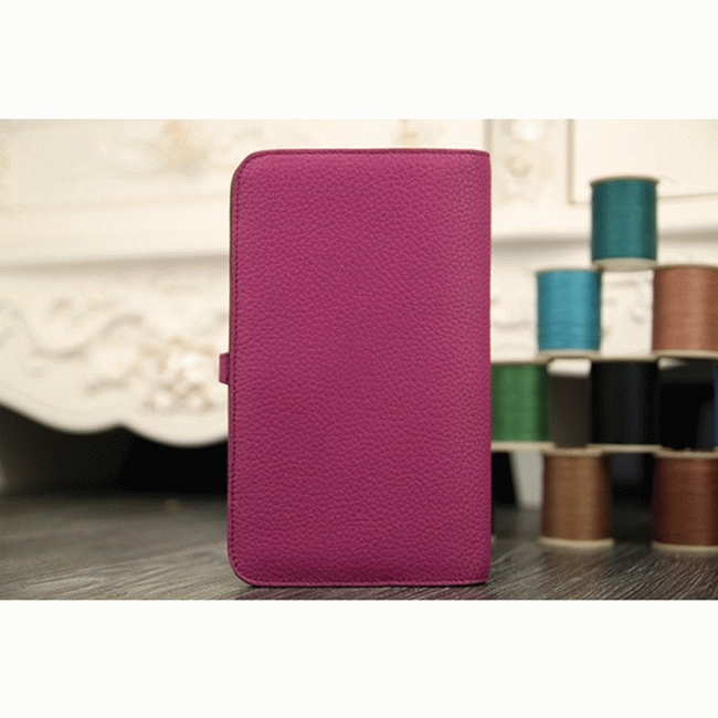 Purple knockoff designer Hermes Dogon combine wallet angle 5