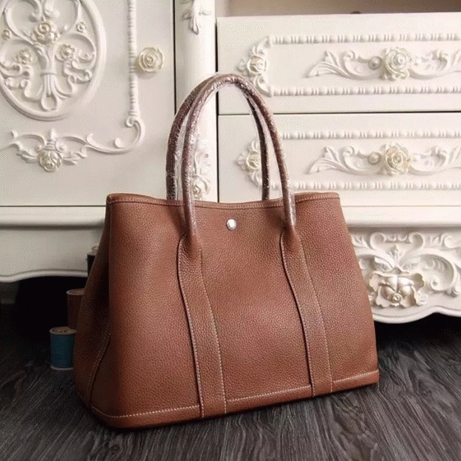 Brown Knockoff Hermes Garden Party 36cm Practical Canvas Tote angle 5