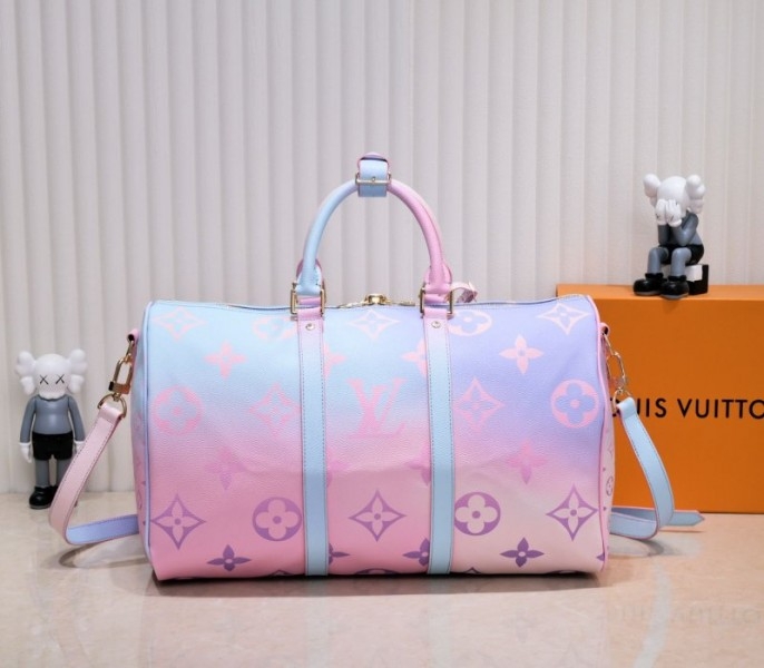Louis Vuitton Spring 2022 Keepall 45 Luggage In Sunrise Pastel angle 3